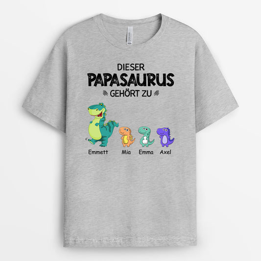 0636AGE2 Personalisierte Geschenke T Shirt Kinder Saurus Papa Opa