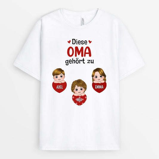 0696AGE1 Personalisierte Geschenke T Shirt Kinder Oma Mama