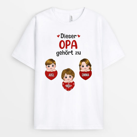 0696AGE1 Personalisierte Geschenke T Shirt Kinder Papa Opa