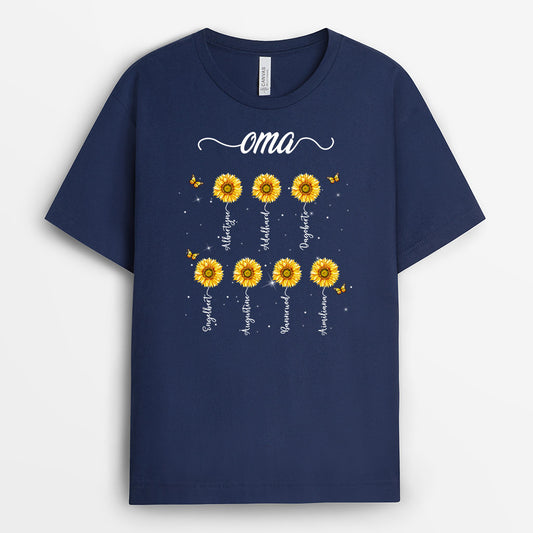 0742Age1 Personalisierte Geschenke T Shirt Blumen Kinder Mama Oma