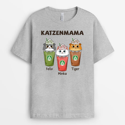 0768AGE1 Personalisierte Geschenke T Shirt Katze Katzenmama Katzenbesitzer