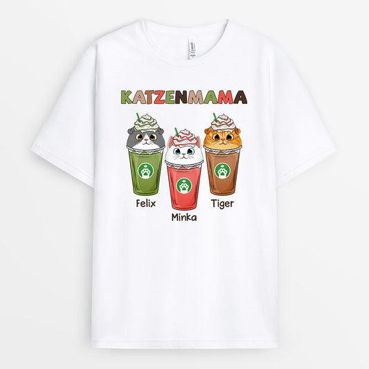 0768AGE2 Personalisierte Geschenke T Shirt Katze Katzenmama Katzenbesitzer