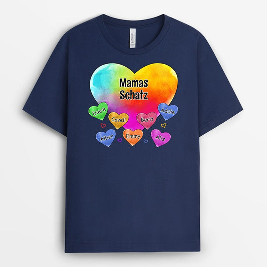 0780AGE2 Personalisierte Geschenke T Shirt Herzen Kinder Mama Oma