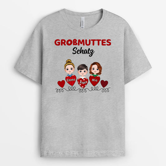 0783AGE2 Personalisierte Geschenke T Shirt Herzen suss Enkelkinder Mama Oma