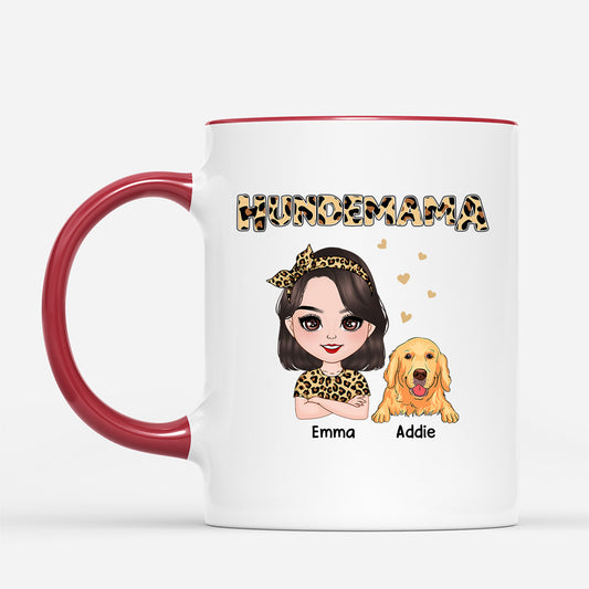 0815MGE2 Personalisierte Geschenke Tasse Leopard Hunde Hundemama Hundebesitzer