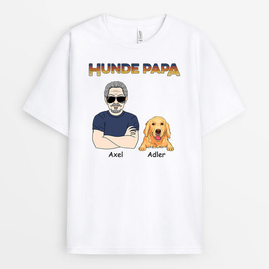 0821AGE1 Personalisierte Geschenke T Shirt Hunde Hundebesitzer Hundepapa