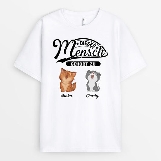 0843AGE1 Personalisierte Geschenke T Shirt Katze Katzenliebhaber Katzenbesitzer