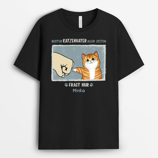 0848AGE1 Personalisierte Geschenke T Shirt Katze Katzenpapa Katzenbesitzer