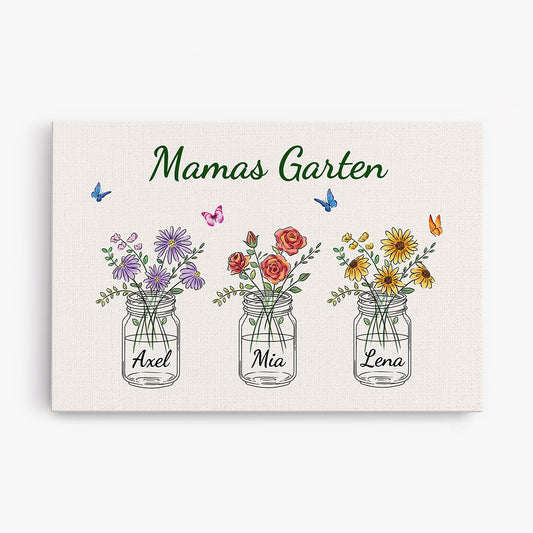 0869CGE1 Personalisierte Geschenke T Shirt Blumen Kinder Enkelkinder Mama Oma