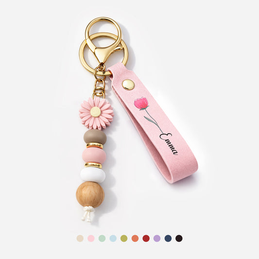0065MGE1 name _ blume personalisiertes geschenk garten  uv druck daisy schlusselanhanger perlen oma 0065mjsp5a