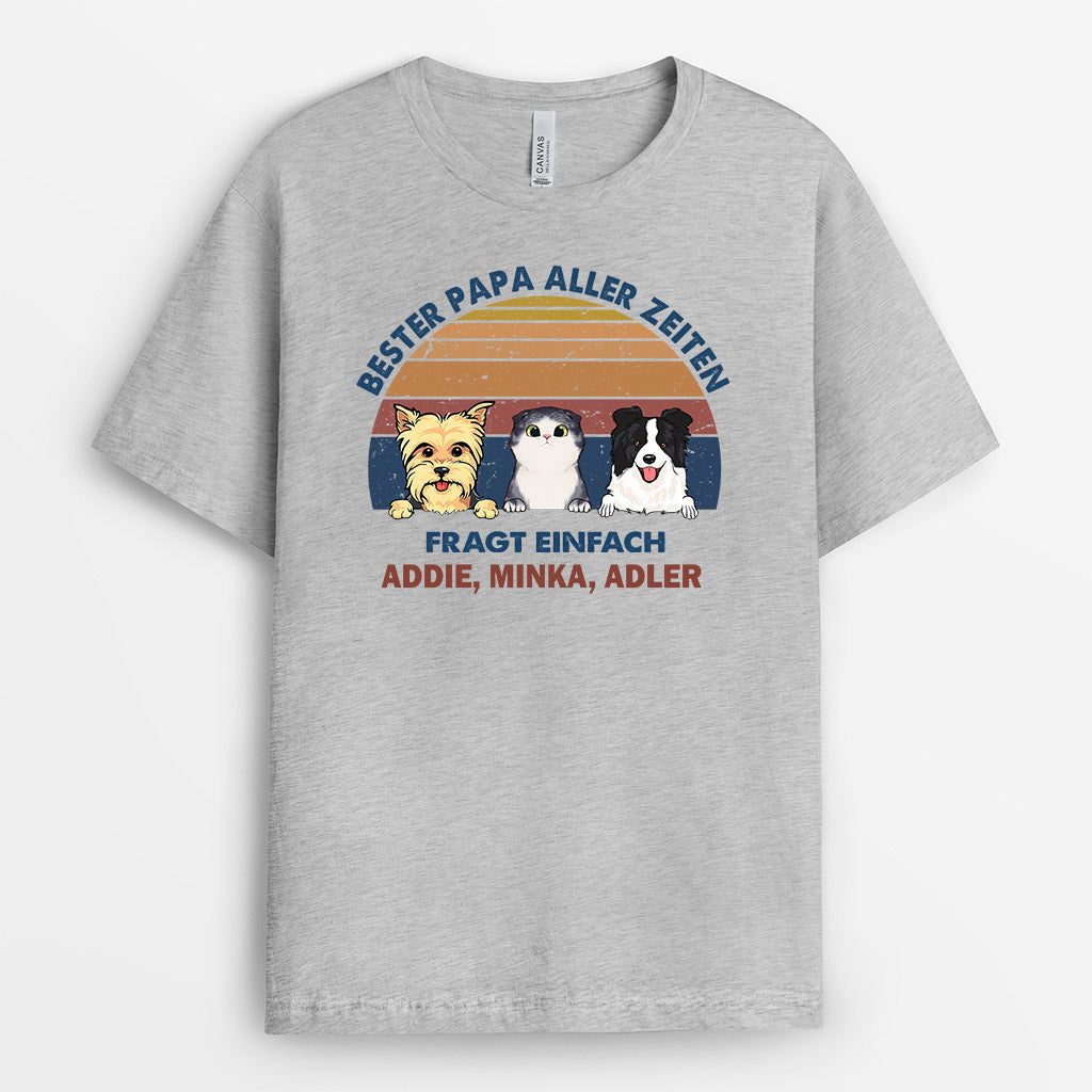 Bester Papa Aller Zeiten - Personalisierte Geschenke | T-Shirt für Hundeliebhaber/Katzenliebhaber