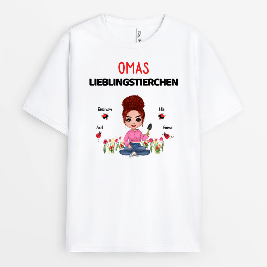 Omas Lieblingstierchen - Personalisierte Geschenke | T-Shirt für Oma/Mama