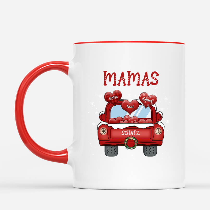 0598MGE2 Personalisierte Geschenke Tasse Truck Herzen Mama Oma Weihnachten