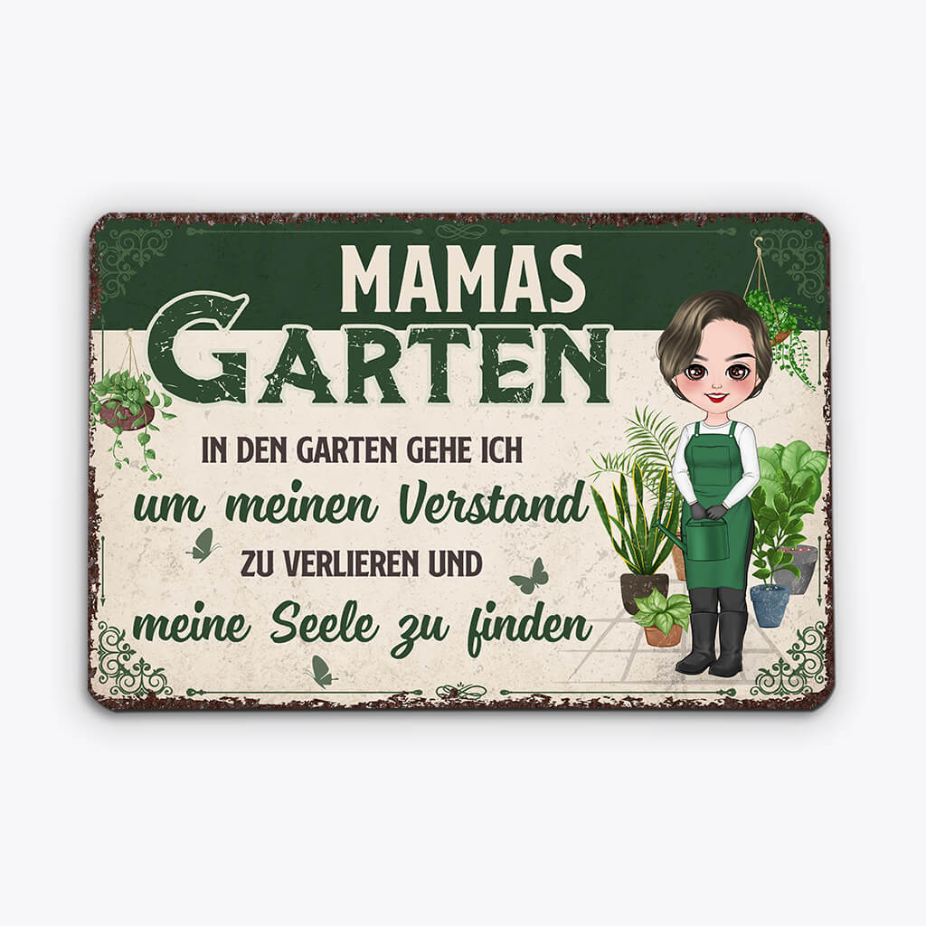 In Den Garten - Personalisierte Geschenke | Outdoor-Türschild für Mama/Oma