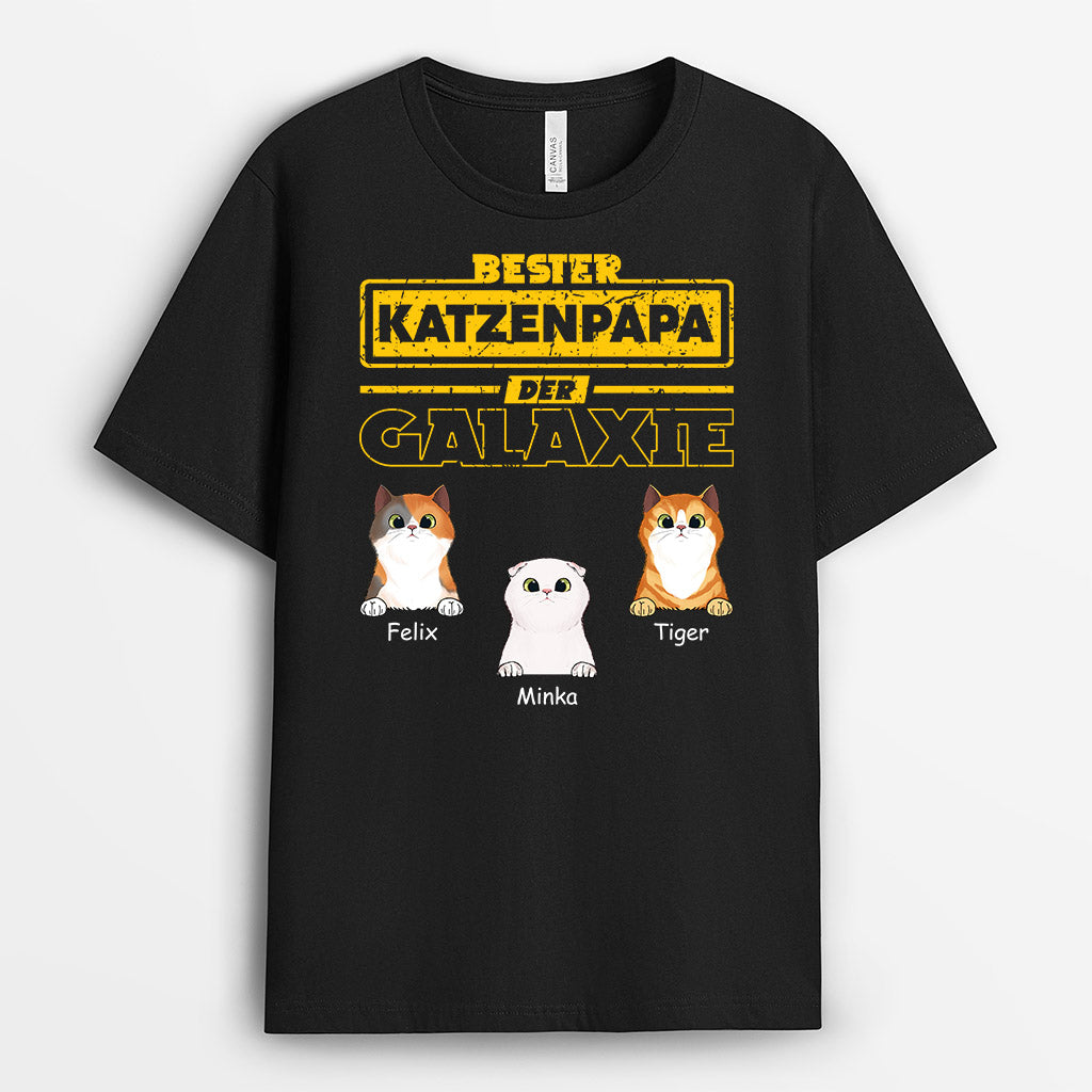 Katzeneltern Galaxie - Personalisierte Geschenke | T-Shirt für Katzenbesitzer