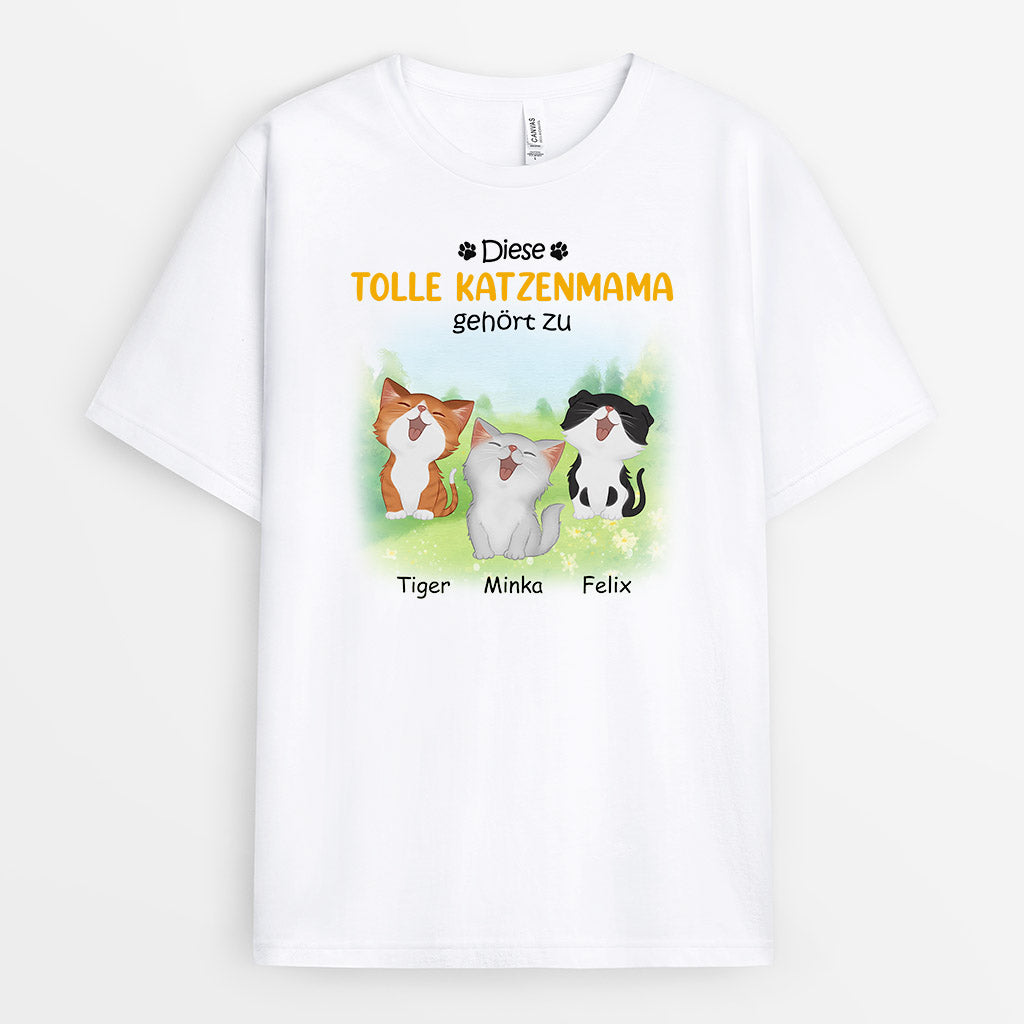 Diese Katzenmama Gehört Zu - Personalisierte Geschenke | T-Shirt für Katzenbesitzer