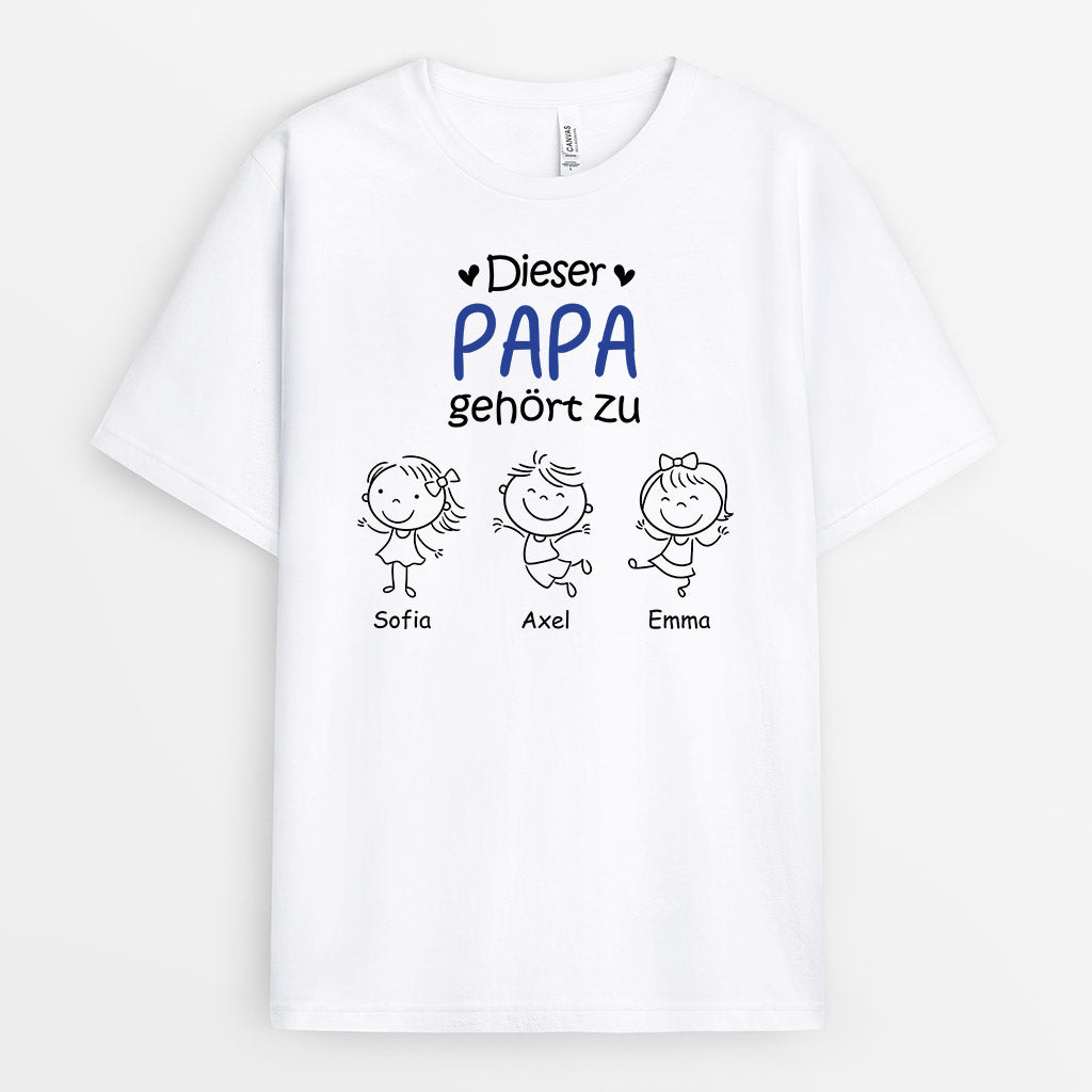 Dieser Papa Gehört Zu - Personalisierte Geschenke | T-Shirt für Papa/Opa
