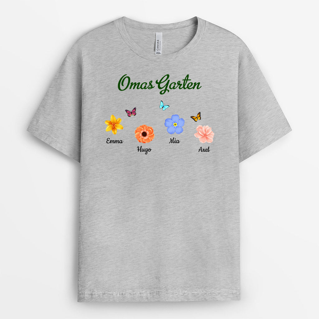 Mamas Omas Garten Blumen - Personalisierte Geschenke | T-Shirt für Mama/Oma