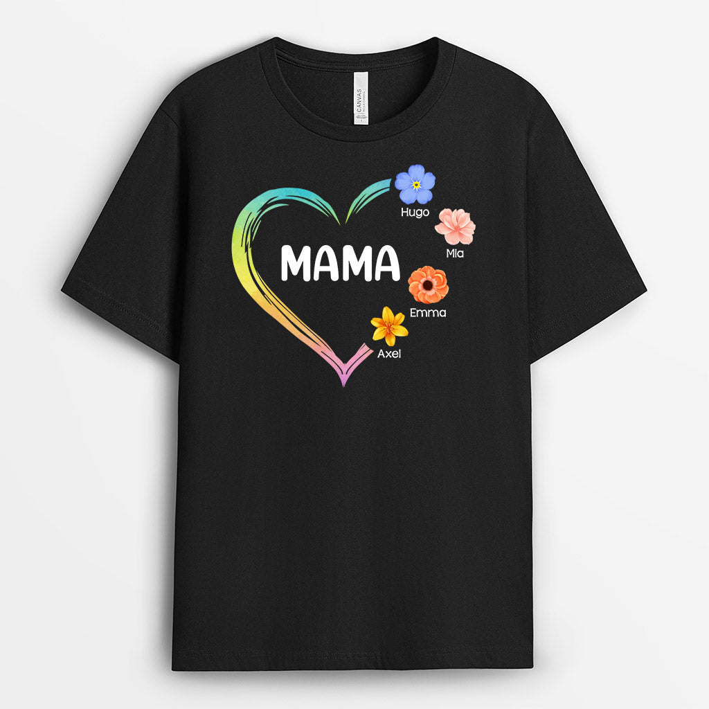 Mamas Kleine Blumen - Personalisierte Geschenke | T-Shirt für Mama/Oma