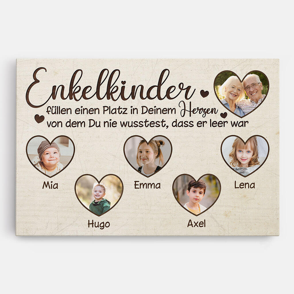 Kinder Füllen Einen Platz In Deinem Herzen - Personalisierte Geschenke | Leinwand für Oma/Opa