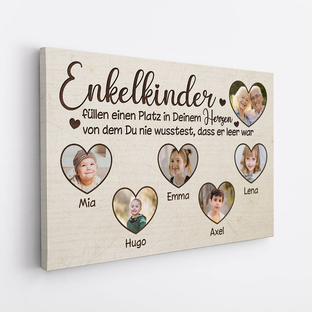 0981CGE2 Personalisierte Geschenke Leinwand Kinder Enkelkinder Herzen Mama Oma Papa Opa