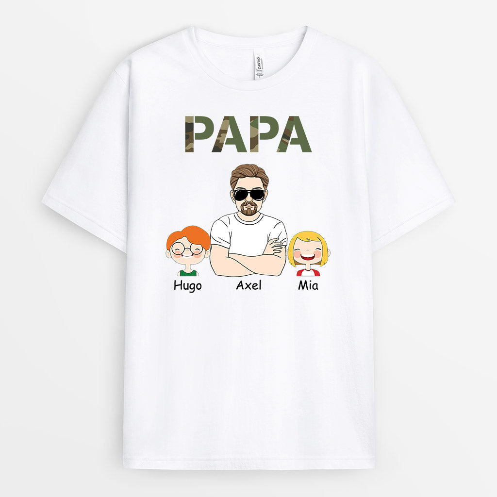 Cool Papa Kinder Camouflage - Personalisierte Geschenke | T-Shirt für Papa/Opa