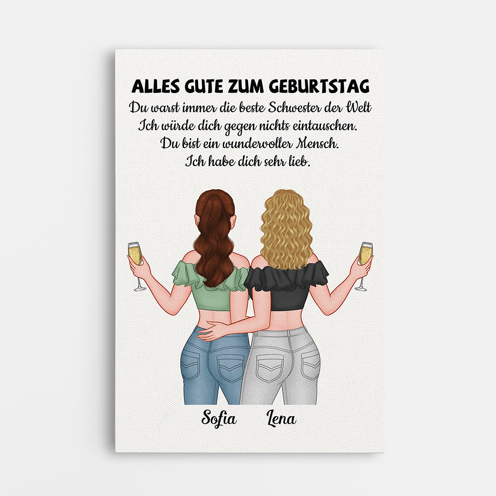1056CGE1 Personalisierte Geschenke Leinwand Geburtstag Schwester