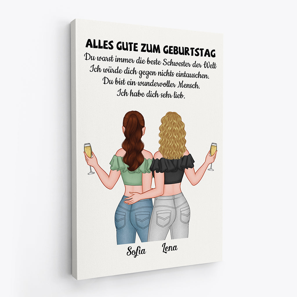 1056CGE2 Personalisierte Geschenke Leinwand Geburtstag Schwester