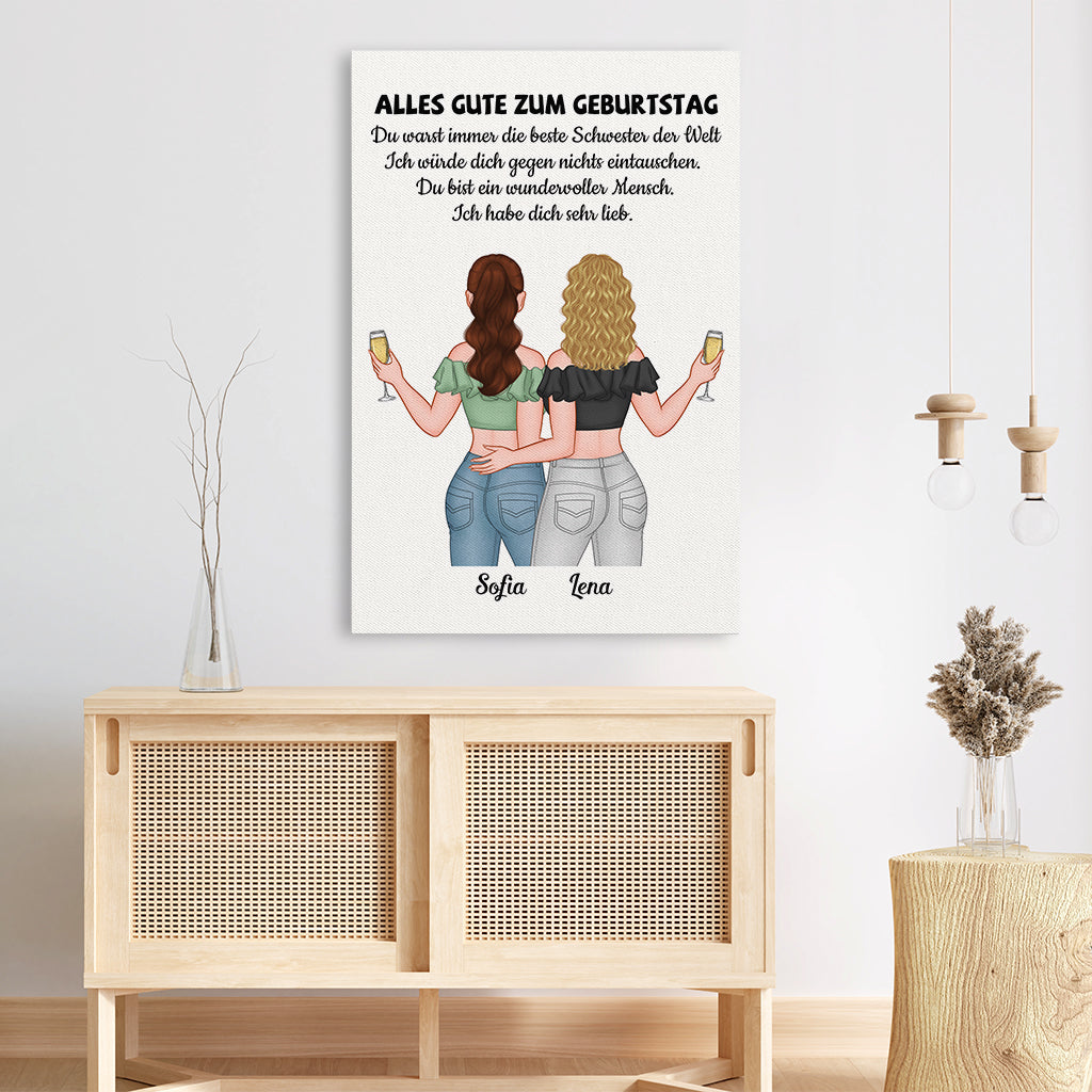 1056CGE3 Personalisierte Geschenke Leinwand Geburtstag Schwester
