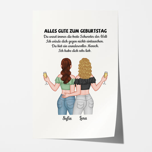 1056SGE1 Personalisierte Geschenke Kissen Geburtstag Schwester