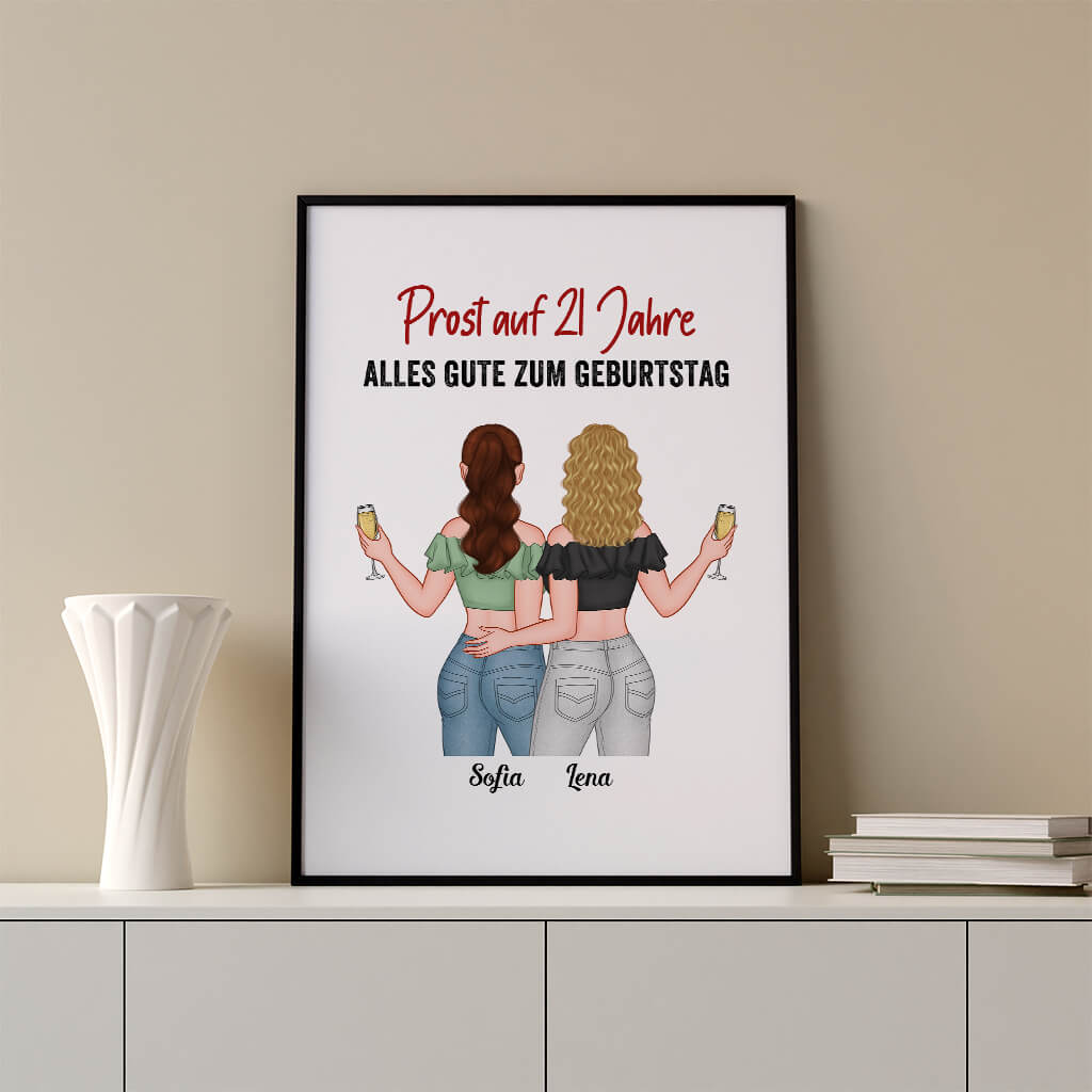 1070SGE3 Personalisierte Geschenke Poster Beste Freudin Geburtstag 25 Schwester