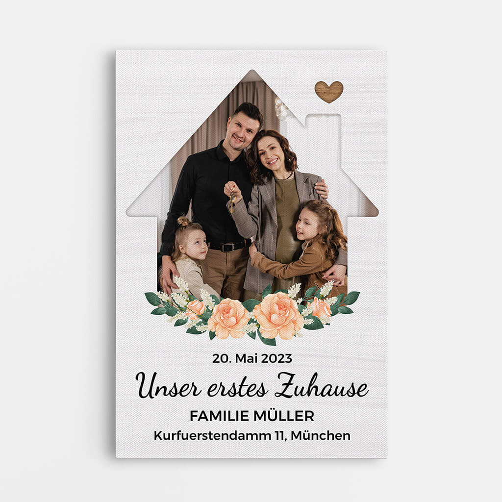 Unser Erstes Zuhause - Personalisierte Geschenke | Leinwand für Paare/Ehepaare