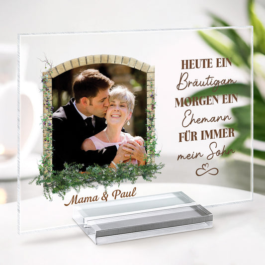 1090RGE2 fur immer mein sohn personalisierte acryl plakette_ sohn mit foto zur hochzeit 1090R8L0G