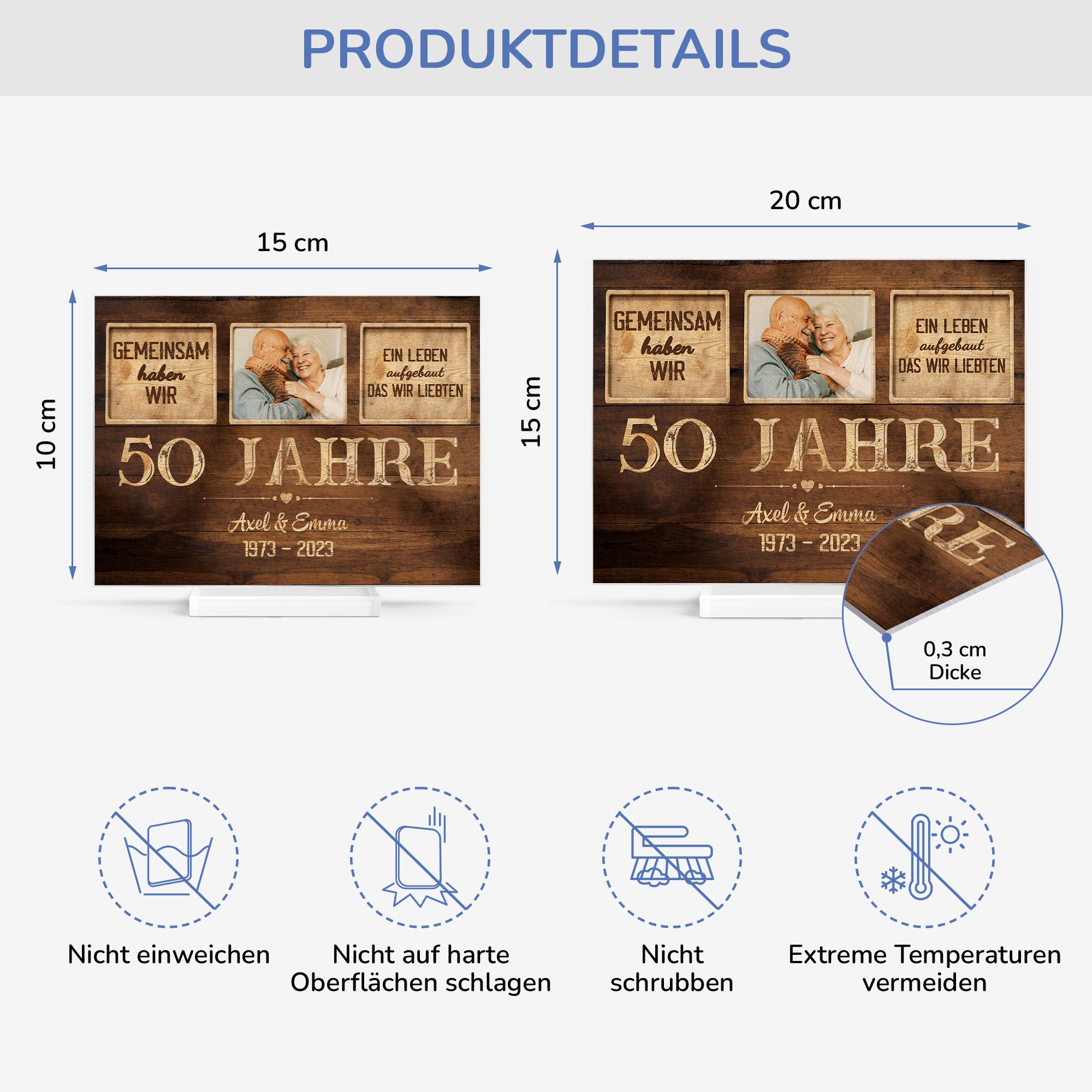 1131RGE4 50 jahre verheiratet spruch personalisierte acryl plakette mit foto paar zum jahrestag 1131R6M5G