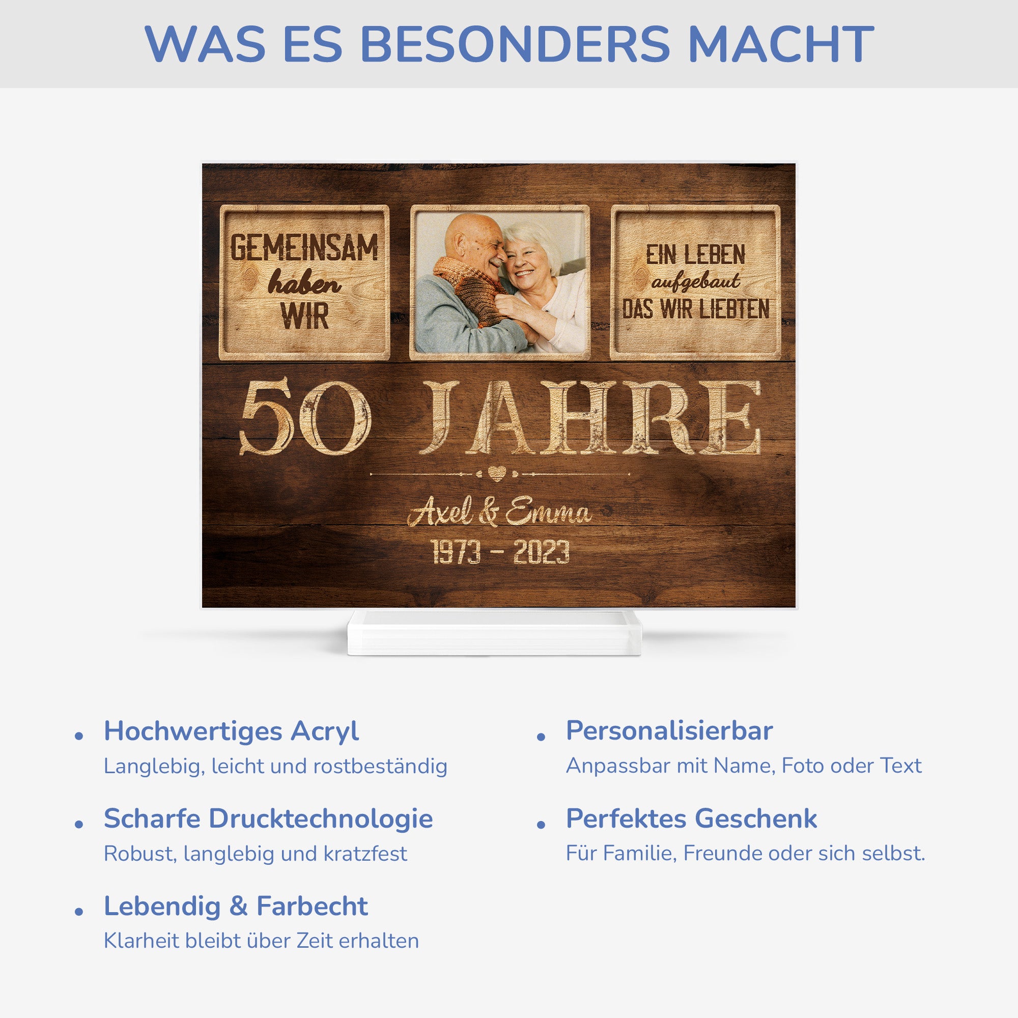 1131RGE5 50 jahre verheiratet spruch personalisierte acryl plakette mit foto paar zum jahrestag 1131R6M5G