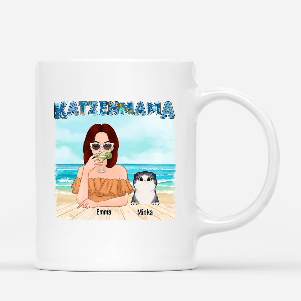 Katzemama Sommer - Personalisierte Geschenke | Tasse für Katzebesitzer