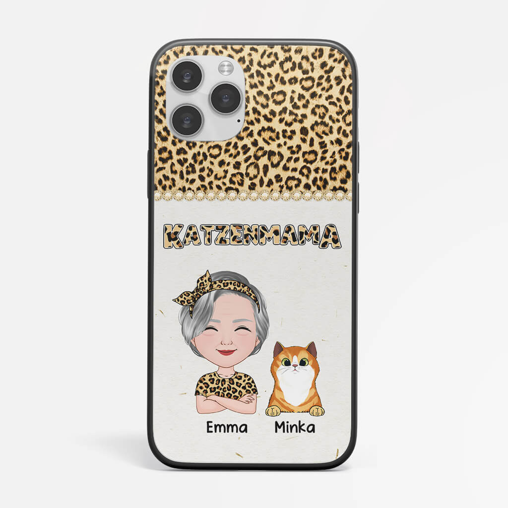 Personalisierte Katzenmama Niedliches Jaguarmuster Iphone 14 Handyhülle