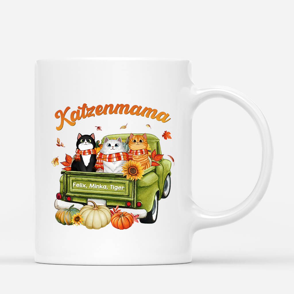 Personalisierte Katzenmama Katzenpapa Süße Herbstsaison Tasse