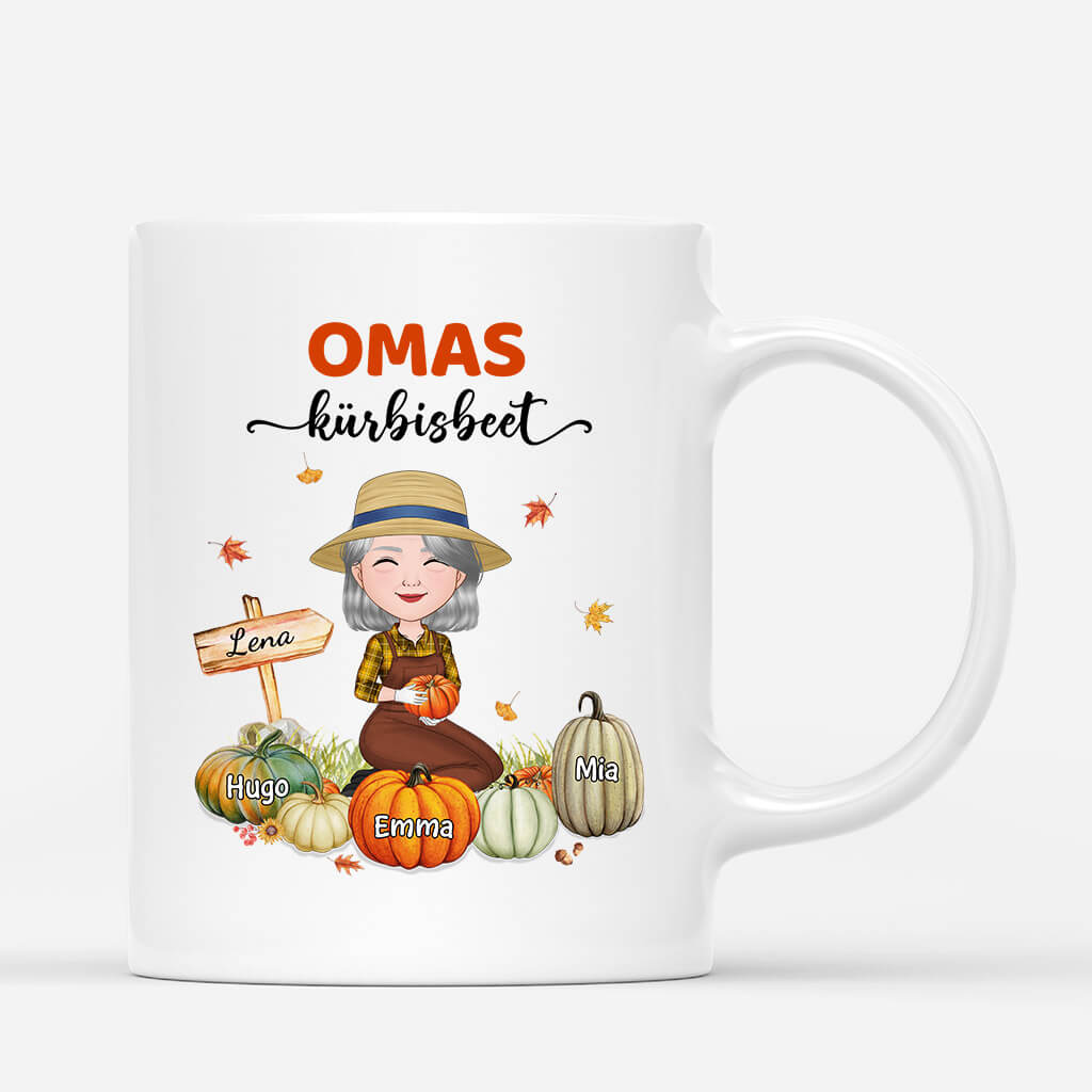 Personalisierte Omas Mamas Süßer Kürbisbeet Tasse