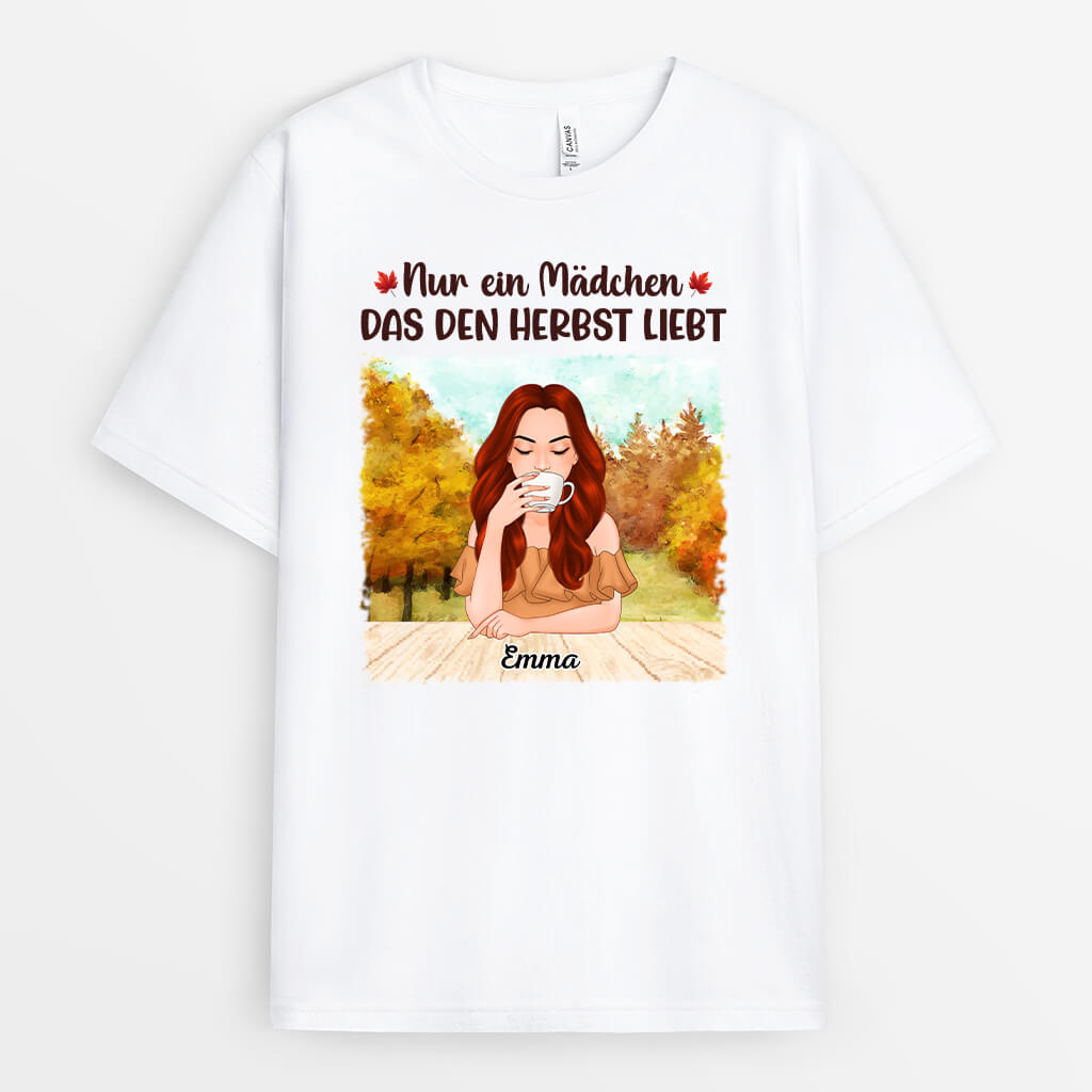 Personalisiertes Ein Mädchen Das Herbst Liebt T-Shirt