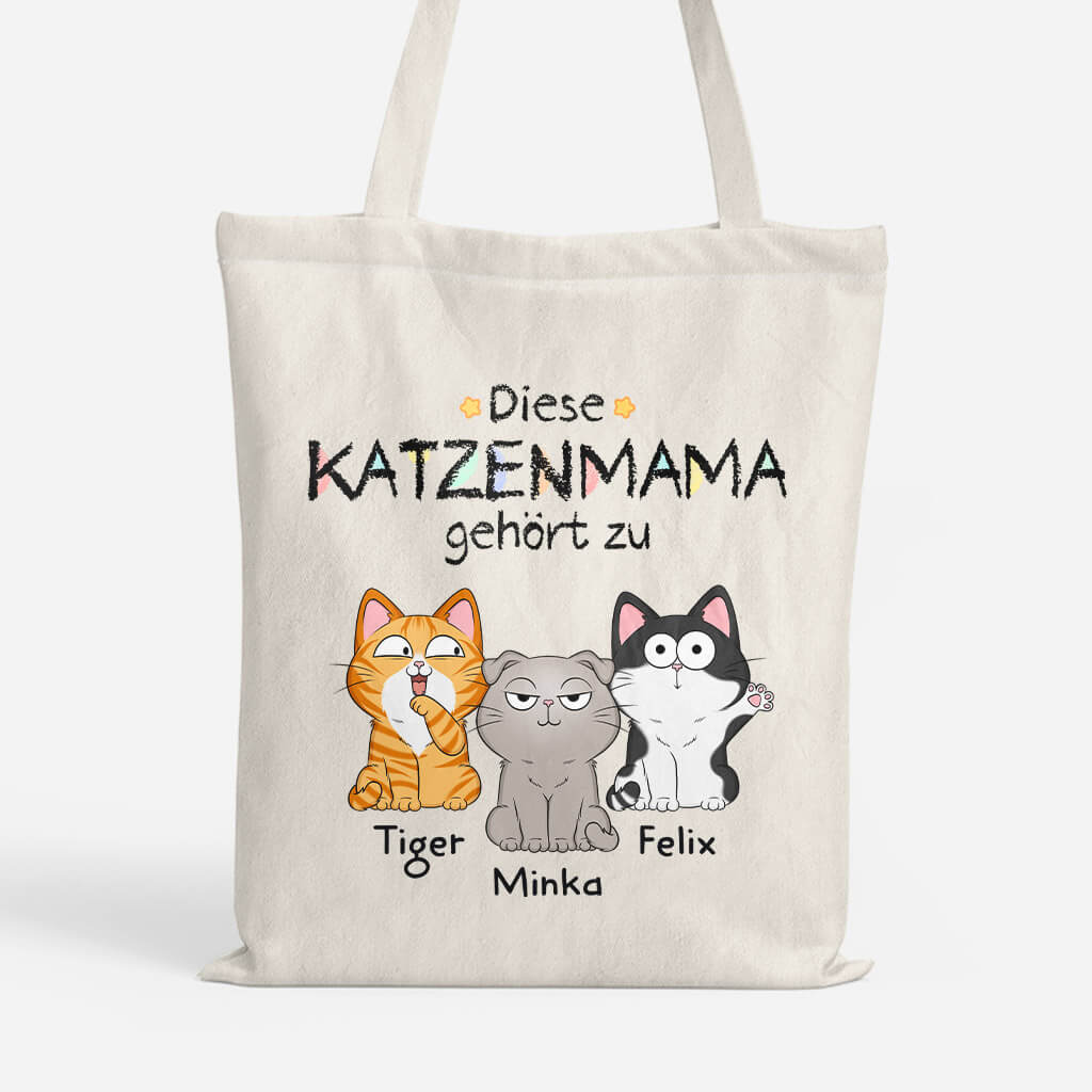 Die Katzenmama Katzenpapa Gehört Zu - Personalisiertes Geschenk | Tragetasche für Katzenliebhaber