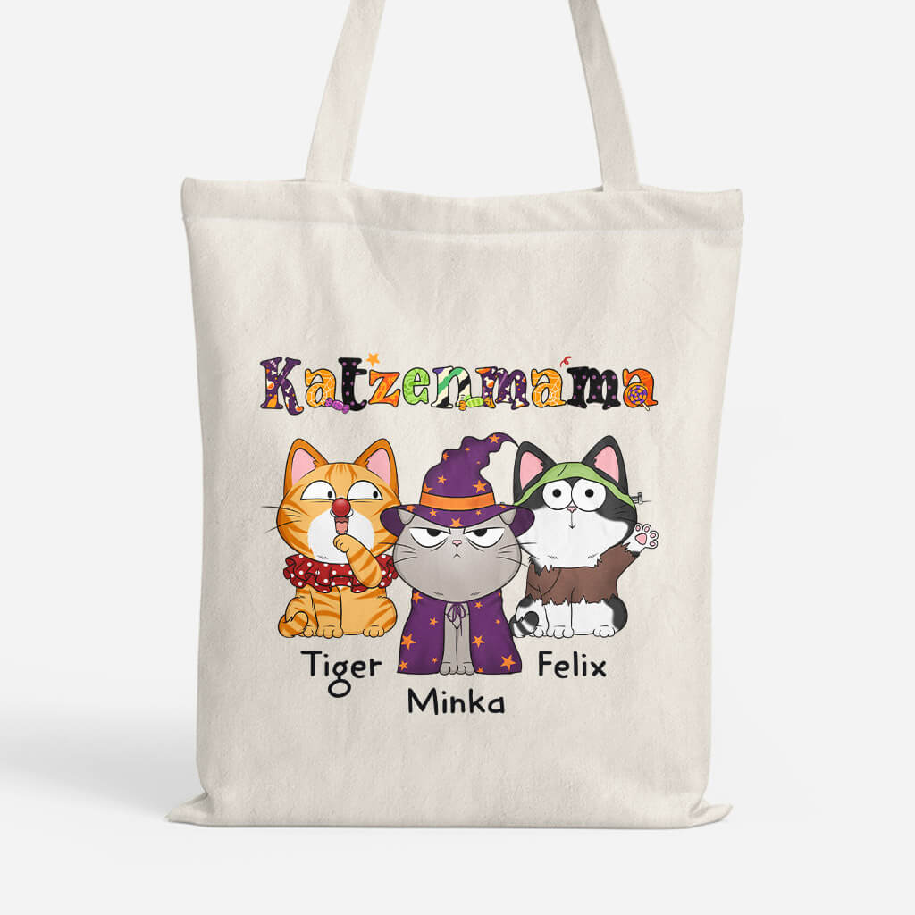 Katzenmama - Personalisiertes Geschenk | Tragetasche für Halloween
