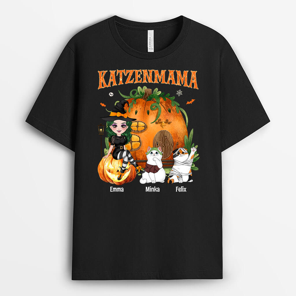 Katzenmama - Personalisiertes Geschenk | T-shirt für Halloween