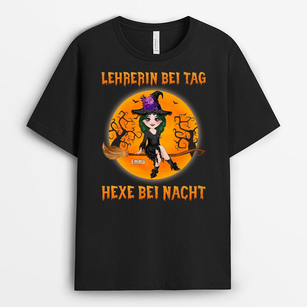 Lehrerin Bei Tag Hexe Bei Nacht - Personalisiertes Geschenk | T-shirt für Lehrerin