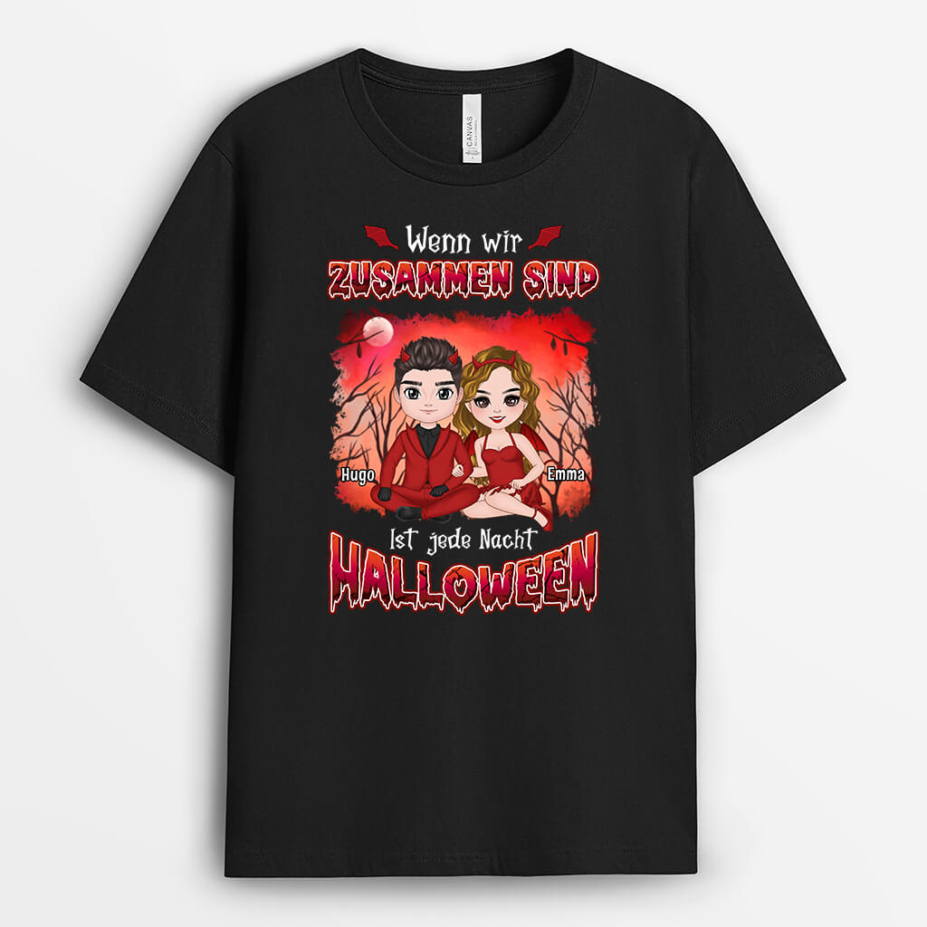 Wenn Wir Zusammen Sind Ist Jede Nacht Halloween - Personalisiertes Geschenk | T-shirt für Paare