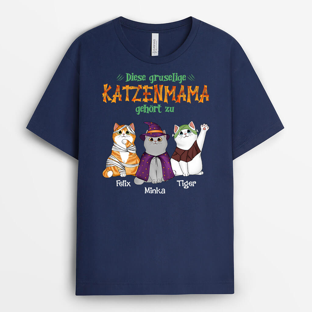 Dieser Gruselige Katzenpapa Katzenmama Gehört Zu Halloween - Personalisiertes Geschenk | T-shirt für Katzenliebhaber