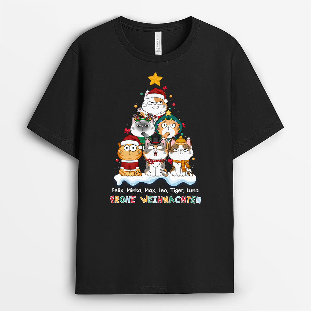 Miauige Weihnachten - Personalisiertes Geschenk | T-shirt für Katzenliebhaber