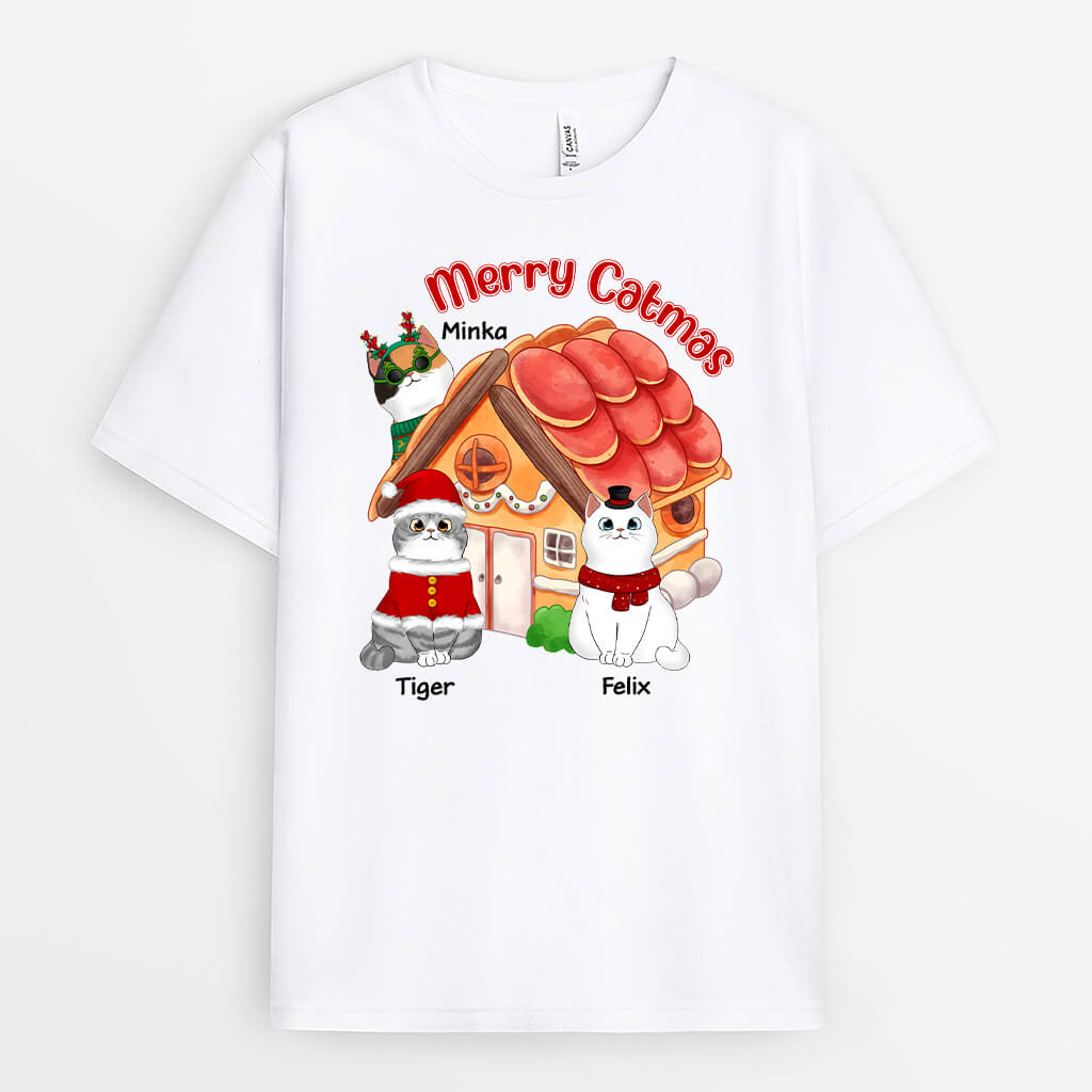 Frohe Weihnachten Süße Katzen - Personalisiertes Geschenk | T-shirt für Katzenliebhaber