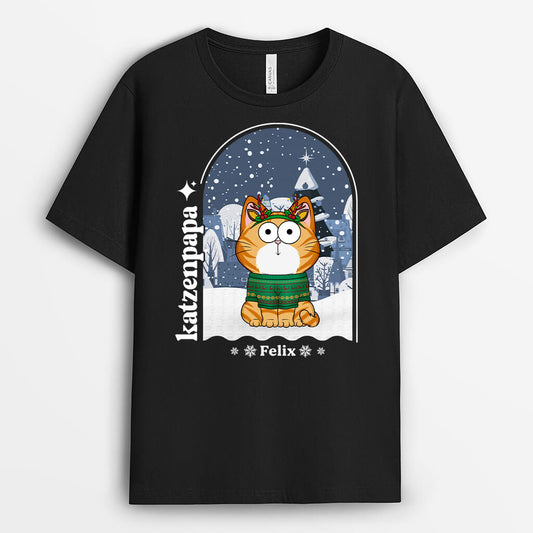 1375AGE1 personalisierter weihnachten katzenmama katzenpapa t shirt