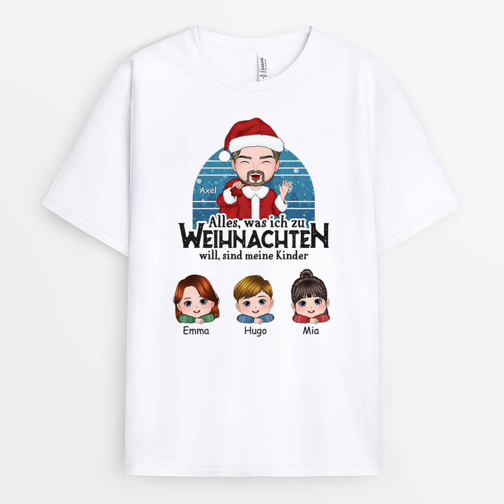 Alles was ich zu Weihnachten will sind meine Enkelkinder - Personalisiertes Geschenk | T-shirt für Großeltern